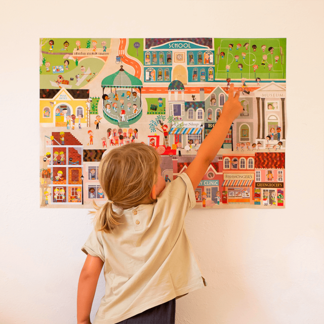 Didelis plakatas su daugkartiniais lipdukais MIESTAS