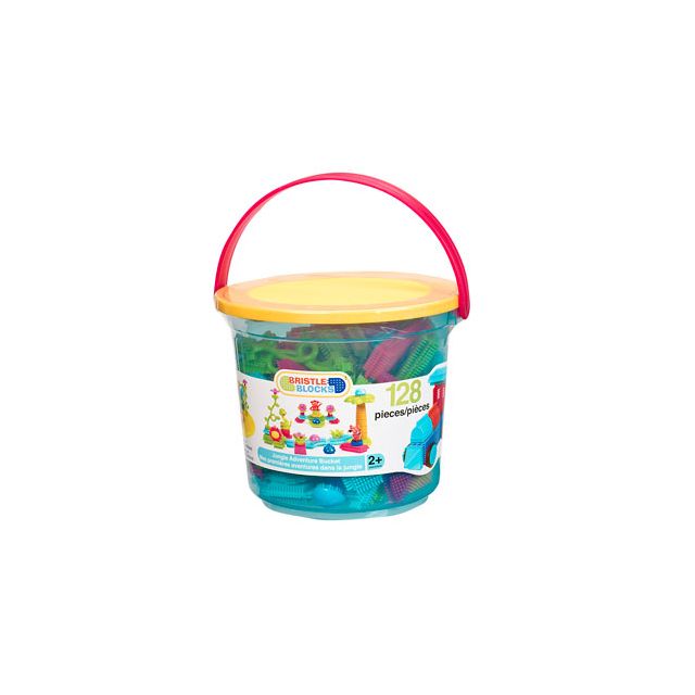 128 Bristle Blocks blokelių rinkinys kibirėlyje „Džiunglių nuotykiai“