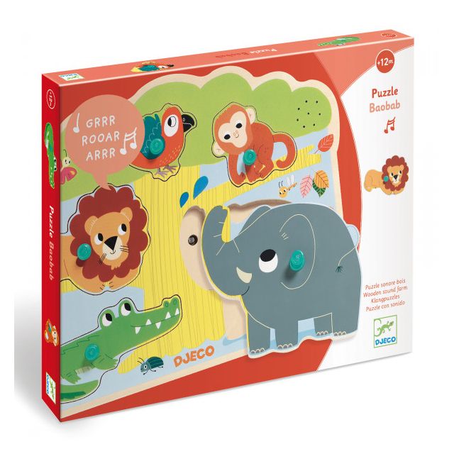 DJECO Medinė dėlionė su garsais - Baobabas