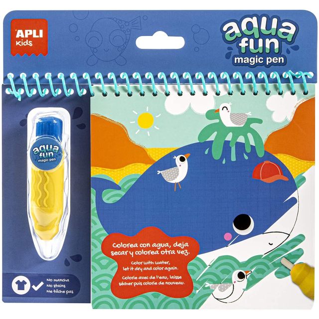 Vandenyno tematikos spalvinimo knygelė su vandeniniu pieštuku