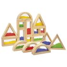 Medinės kaladėlės su spalvotais perlais